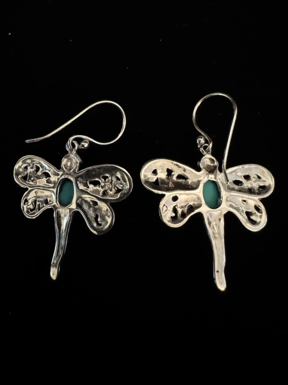 Genuine‎ Turquoise Sterling, silver Dragonfly Dangle Earrings - Women Jewelry